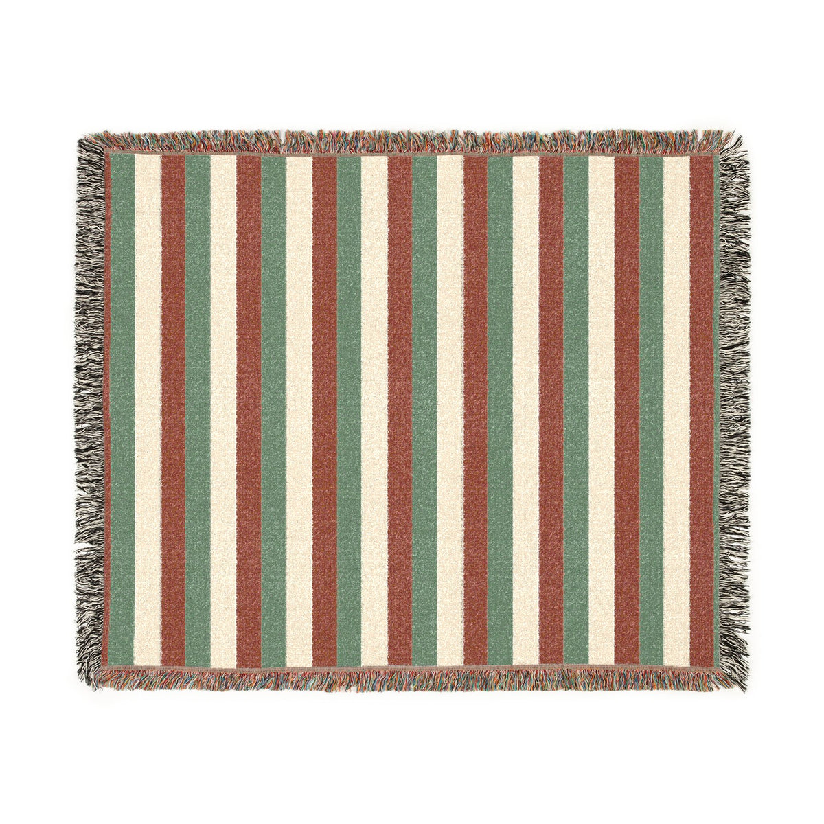 Italy Flag Red Green Cream Striped Woven Blanket | Cozy Fringe Throw - Proud & Loyal