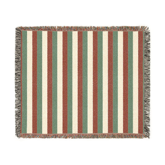 Italy Flag Red Green Cream Striped Woven Blanket | Cozy Fringe Throw - Proud & Loyal