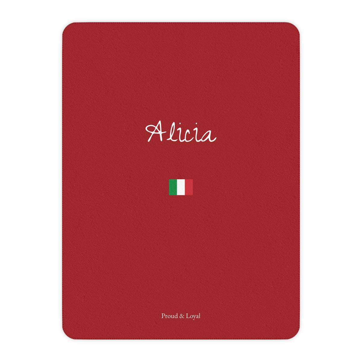 Italy Italian Custom Name Sherpa Blanket, Personalized Name Cozy Fleece Throw, Minimalist Italy USA Flag Heritage Blanket, Holiday Gift - Proud & Loyal
