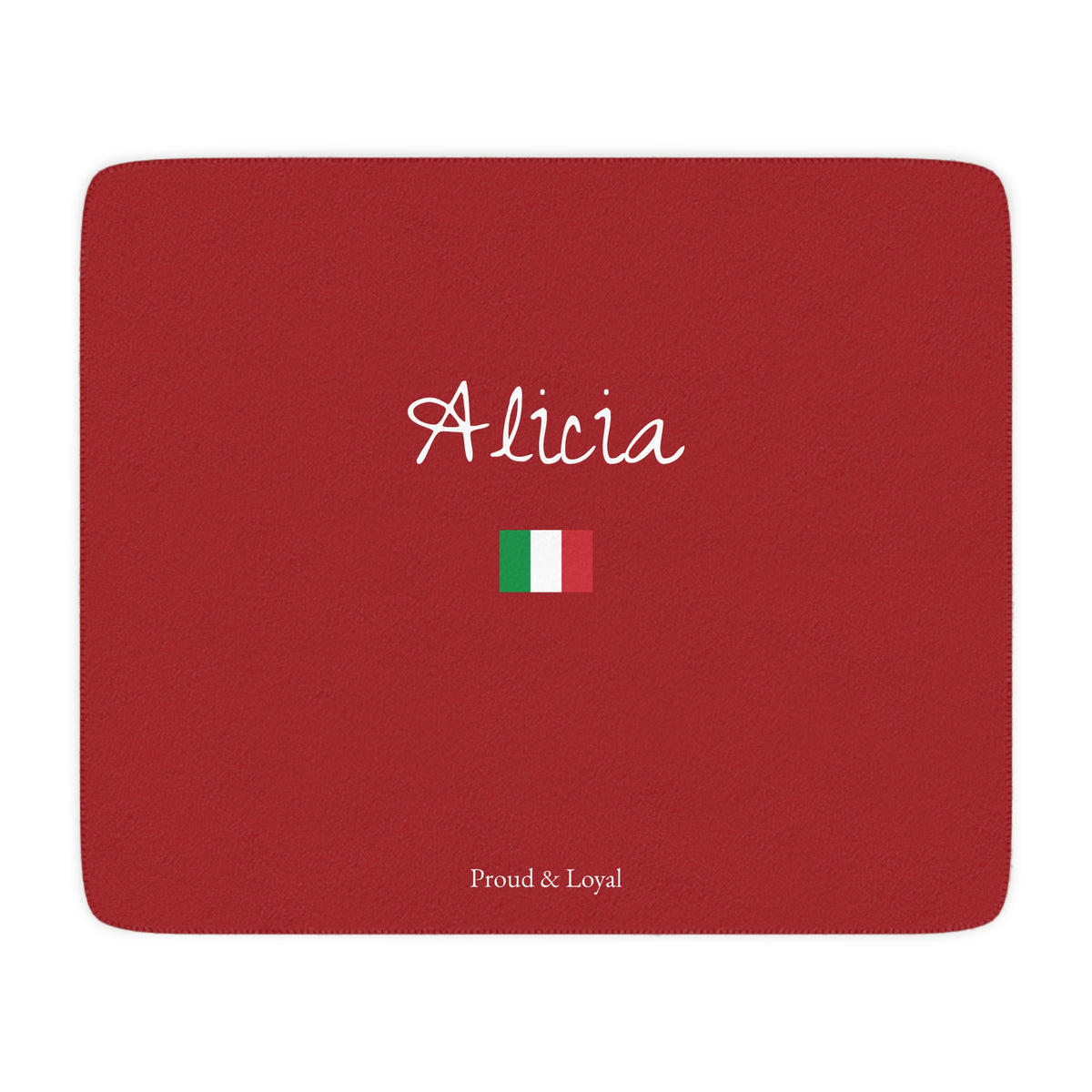 Italy Italian Custom Name Sherpa Blanket, Personalized Name Cozy Fleece Throw, Minimalist Italy USA Flag Heritage Blanket, Holiday Gift - Proud & Loyal