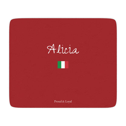 Italy Italian Custom Name Sherpa Blanket, Personalized Name Cozy Fleece Throw, Minimalist Italy USA Flag Heritage Blanket, Holiday Gift - Proud & Loyal