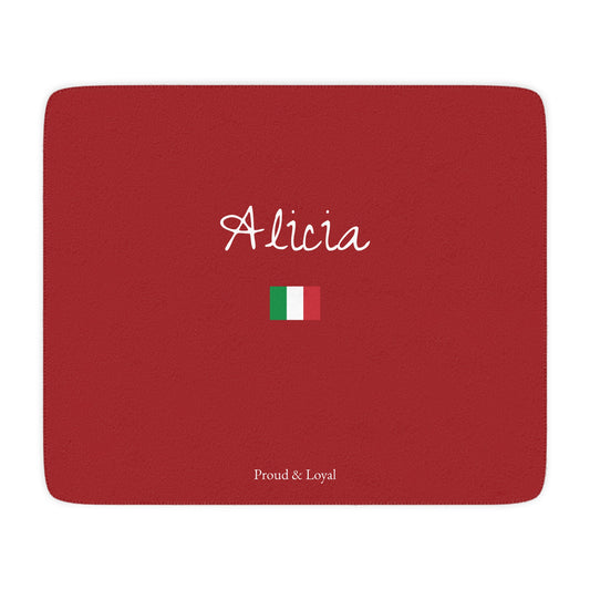 Italy Italian Custom Name Sherpa Blanket, Personalized Name Cozy Fleece Throw, Minimalist Italy USA Flag Heritage Blanket, Holiday Gift - Proud & Loyal