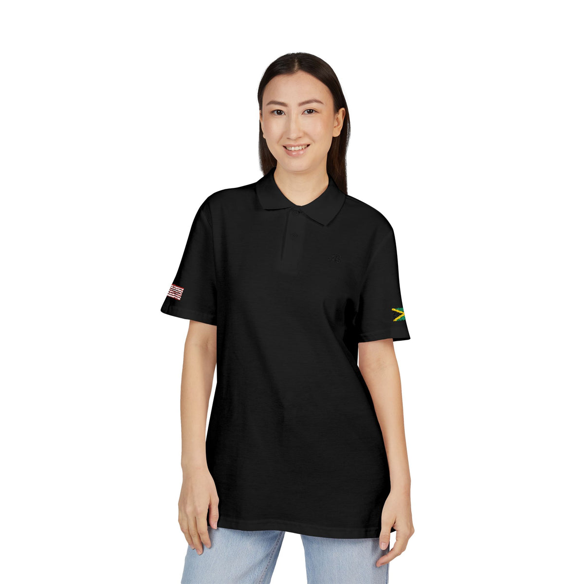 Jamaican American Heritage Polo Shirt, Jamaica USA Flag Embroidered Polo, Custom Initials, Cotton Pique Shirt, Jamaican Gift - Proud & Loyal