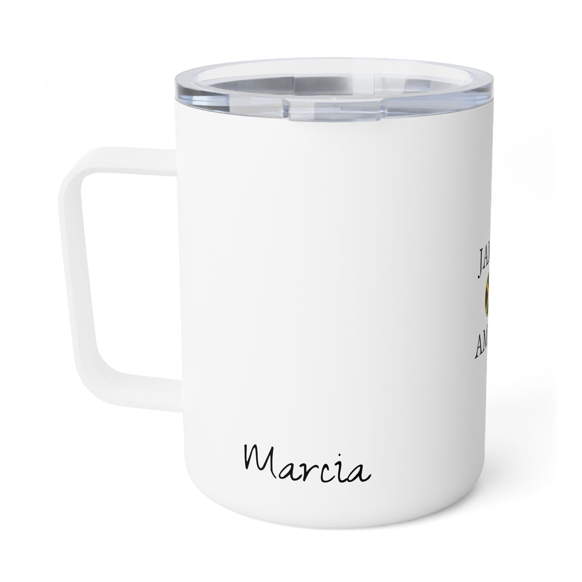 Jamaican American Personalized Name Insulated Coffee Mug, Custom Travel Tumbler, Jamaica USA Dual Heritage Naturalization Citizen Gift - Proud & Loyal