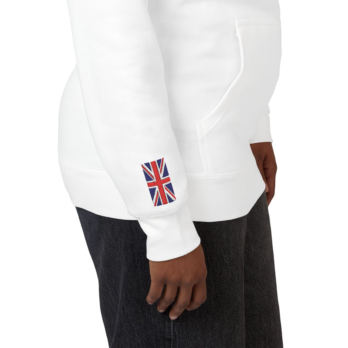 Jamaican British Flag Fleece Hoodie | Jamaica UK Dual Heritage Gift | Personalized Initials | Embroidered Sleeve Flags | United Kingdom - Proud & Loyal