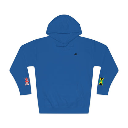 Jamaican British Flag Fleece Hoodie | Jamaica UK Dual Heritage Gift | Personalized Initials | Embroidered Sleeve Flags | United Kingdom - Proud & Loyal