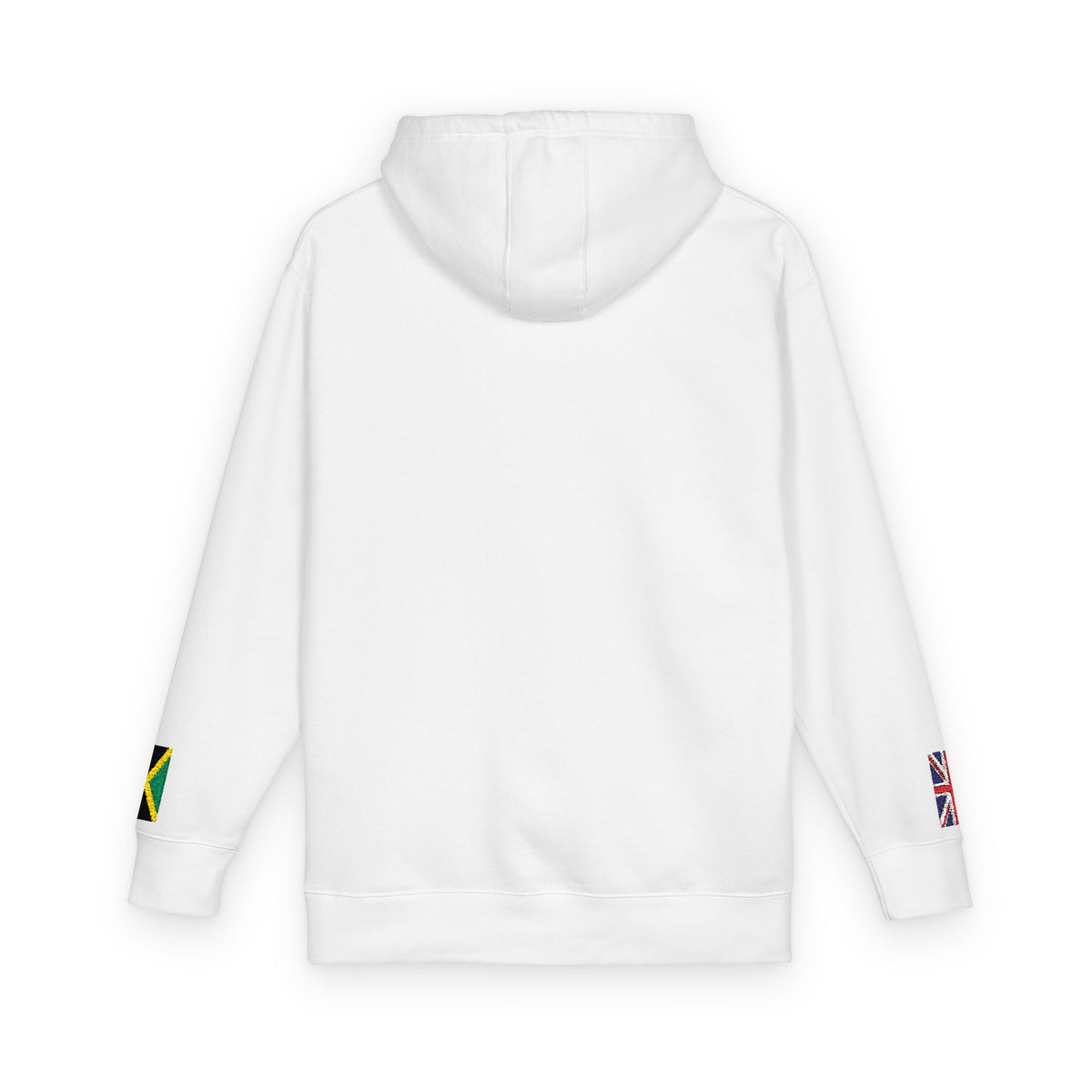 Jamaican British Flag Fleece Hoodie | Jamaica UK Dual Heritage Gift | Personalized Initials | Embroidered Sleeve Flags | United Kingdom - Proud & Loyal
