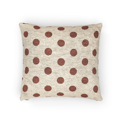 Japan Flag Polka Dot Pillow | Japanese Woven Beige Throw Pillow, Rustic Dot Accent - Proud & Loyal