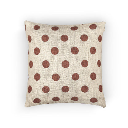 Japan Flag Polka Dot Pillow | Japanese Woven Beige Throw Pillow, Rustic Dot Accent - Proud & Loyal