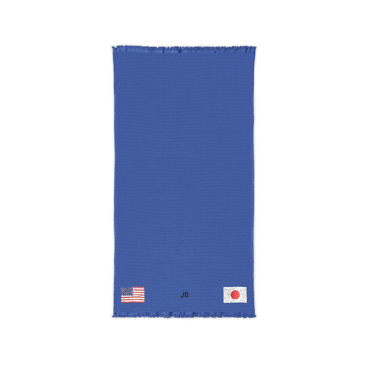 Japanese American Embroidered Waffle Cotton Throw, Lightweight Cozy Blanket | Japan USA Neutral Home Accent - Proud & Loyal