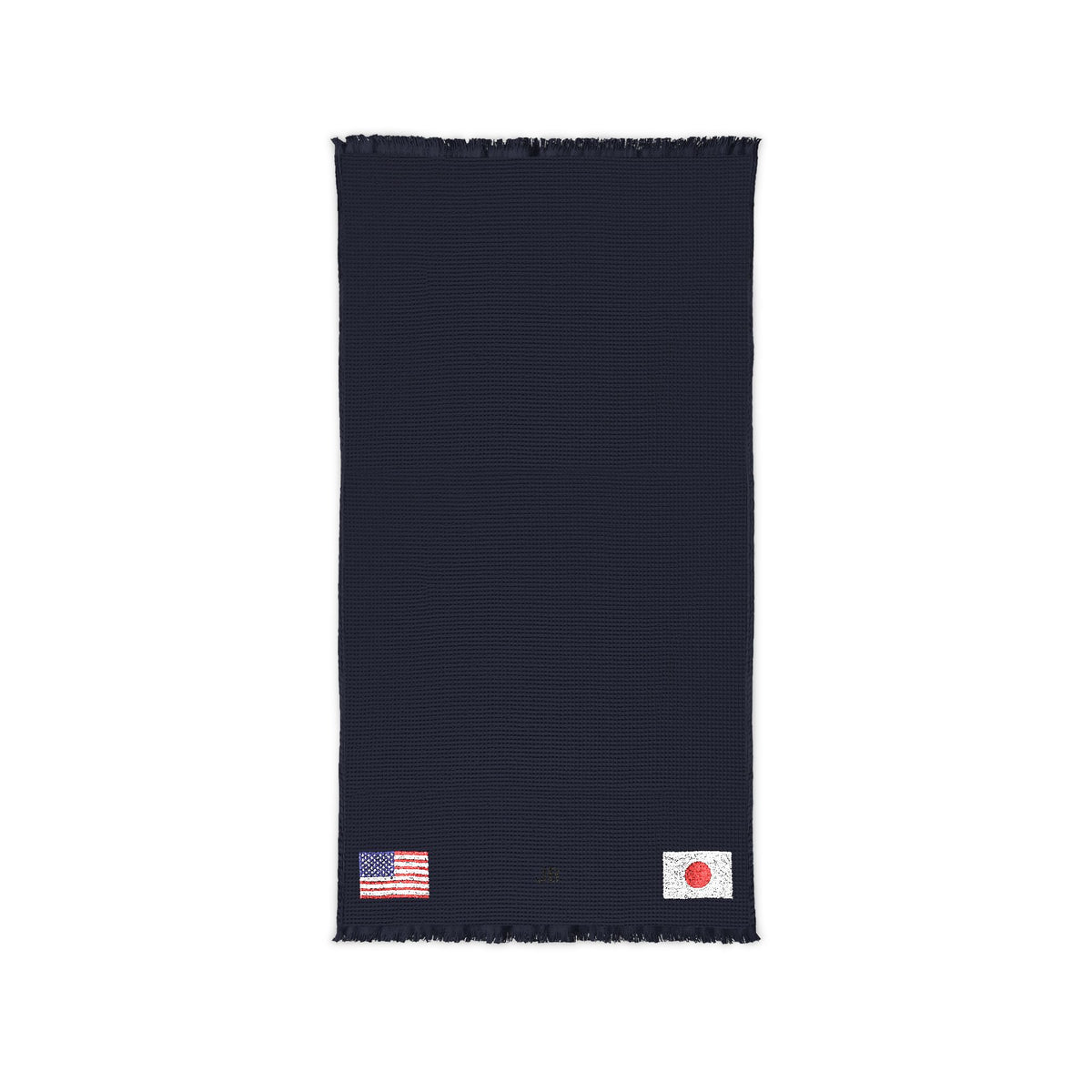 Japanese American Embroidered Waffle Cotton Throw, Lightweight Cozy Blanket | Japan USA Neutral Home Accent - Proud & Loyal