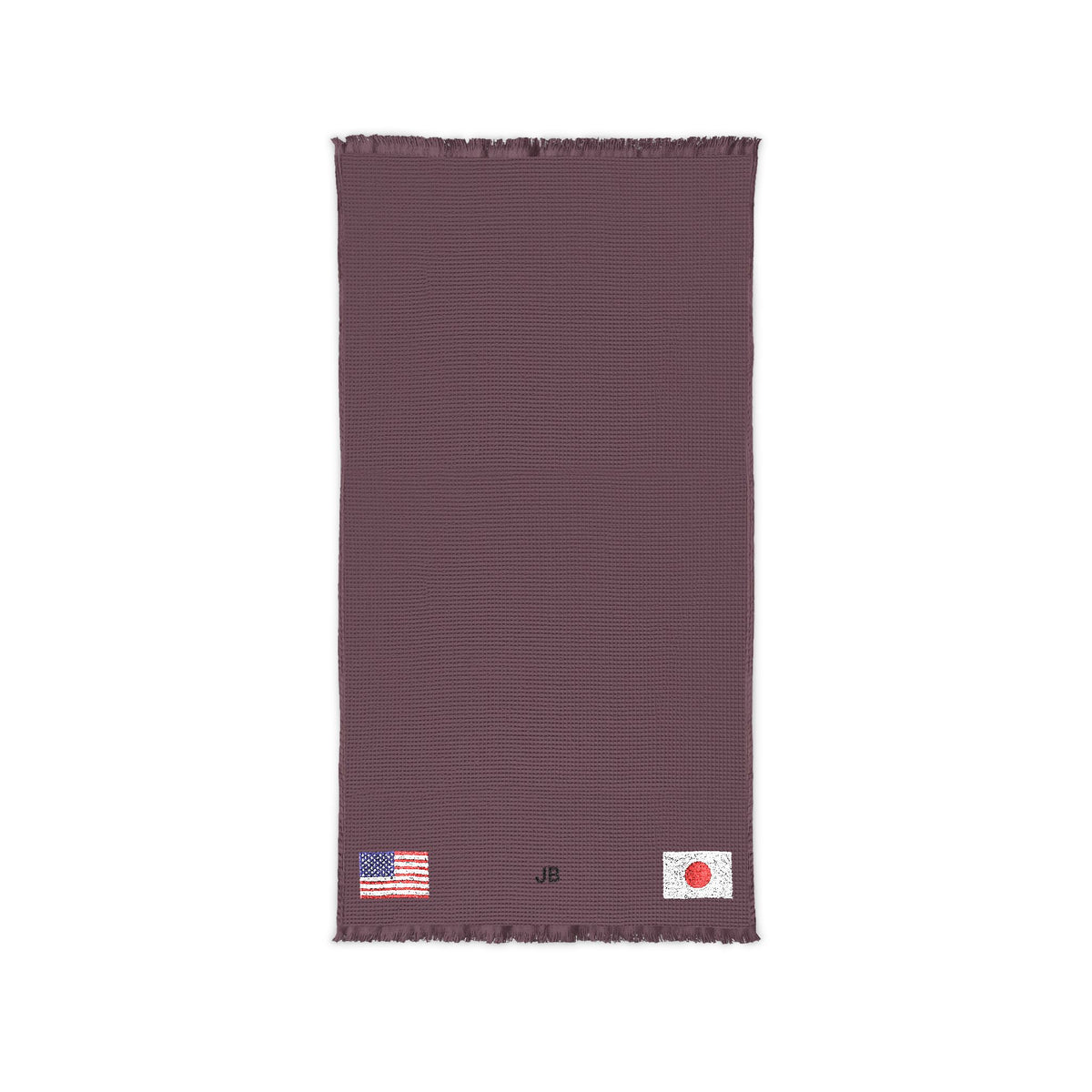 Japanese American Embroidered Waffle Cotton Throw, Lightweight Cozy Blanket | Japan USA Neutral Home Accent - Proud & Loyal