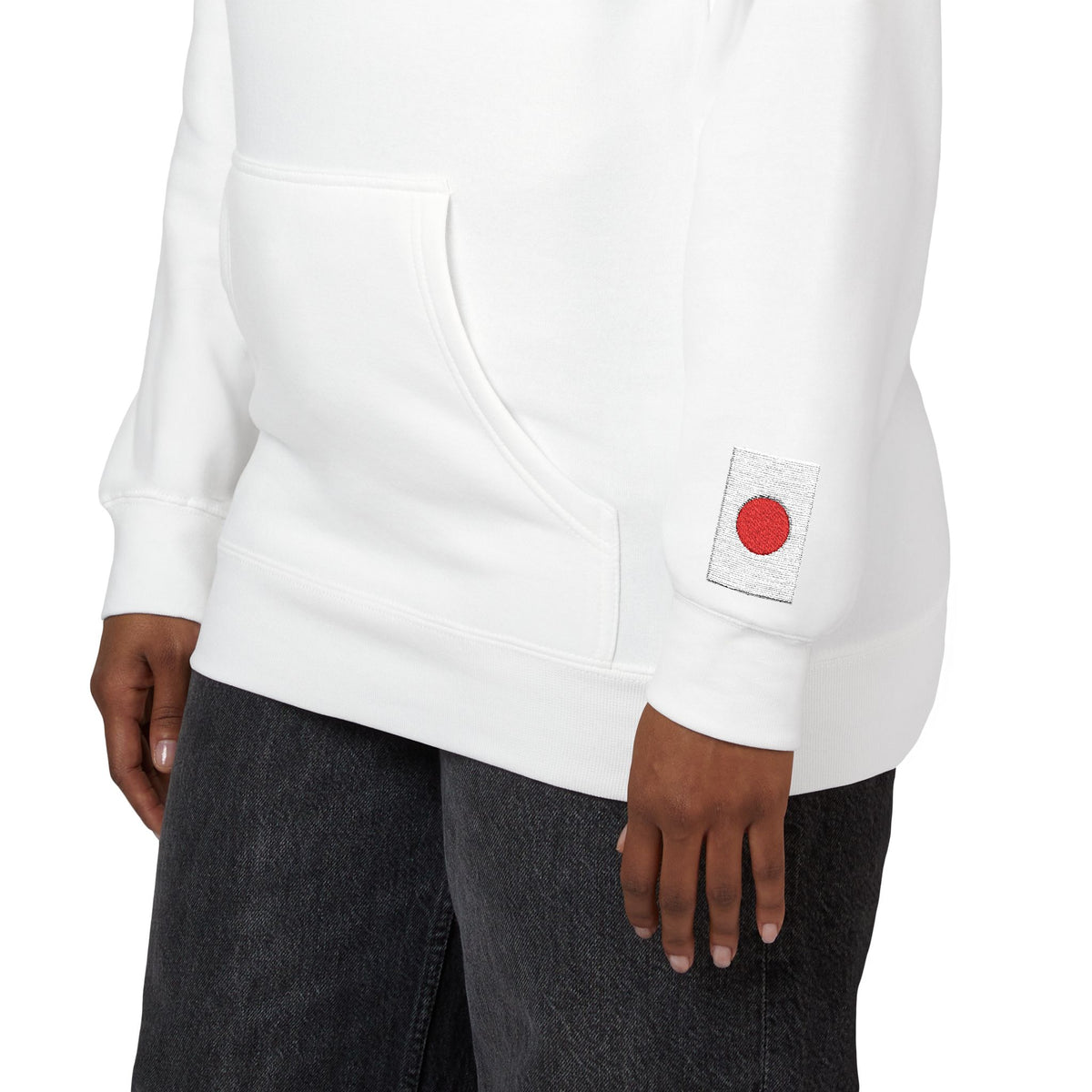 Japanese American Flag Fleece Hoodie | Japan USA Dual Heritage Gift | Personalized Initials | Embroidered Sleeve Flags - Proud & Loyal