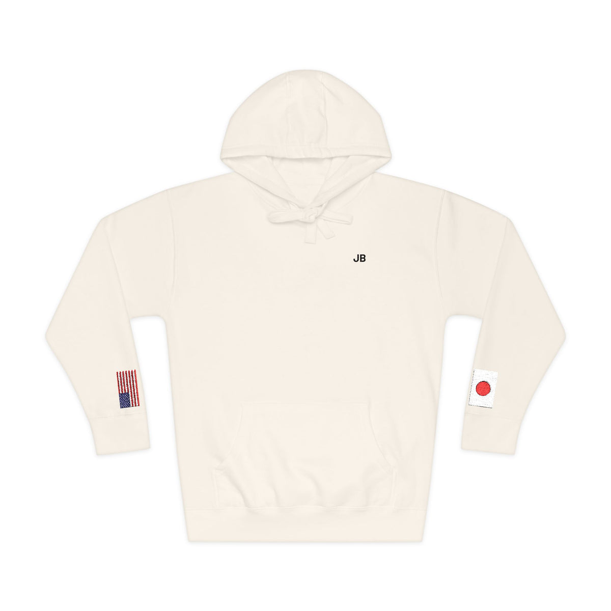 Japanese American Flag Fleece Hoodie | Japan USA Dual Heritage Gift | Personalized Initials | Embroidered Sleeve Flags - Proud & Loyal