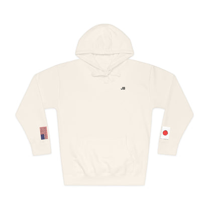 Japanese American Flag Fleece Hoodie | Japan USA Dual Heritage Gift | Personalized Initials | Embroidered Sleeve Flags - Proud & Loyal