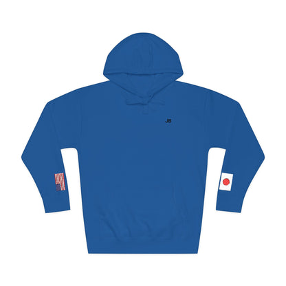 Japanese American Flag Fleece Hoodie | Japan USA Dual Heritage Gift | Personalized Initials | Embroidered Sleeve Flags - Proud & Loyal