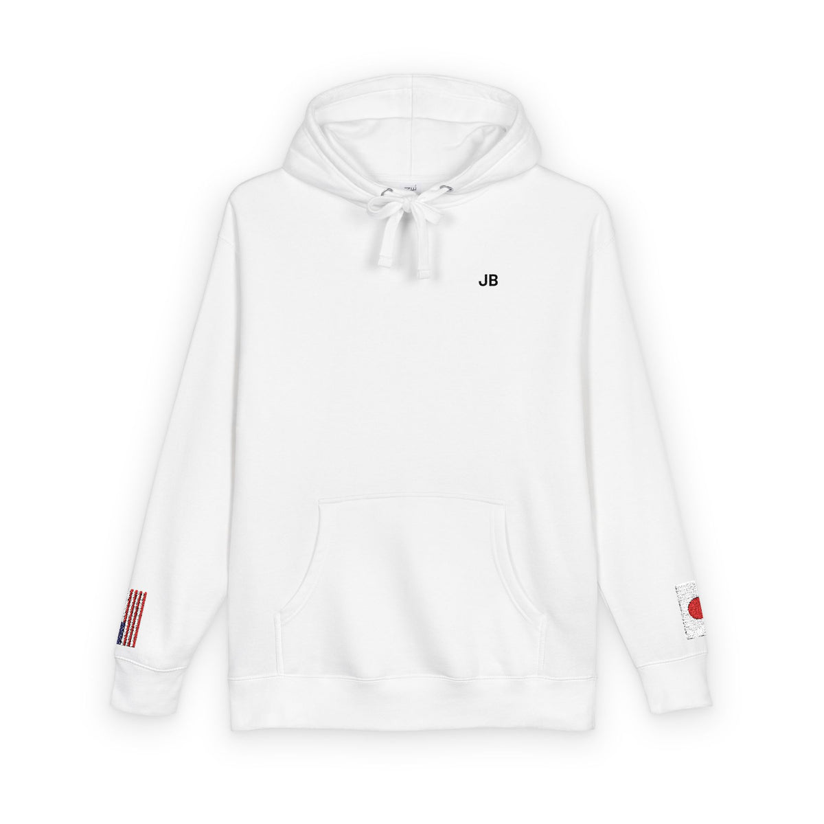 Japanese American Flag Fleece Hoodie | Japan USA Dual Heritage Gift | Personalized Initials | Embroidered Sleeve Flags - Proud & Loyal