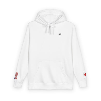 Japanese American Flag Fleece Hoodie | Japan USA Dual Heritage Gift | Personalized Initials | Embroidered Sleeve Flags - Proud & Loyal