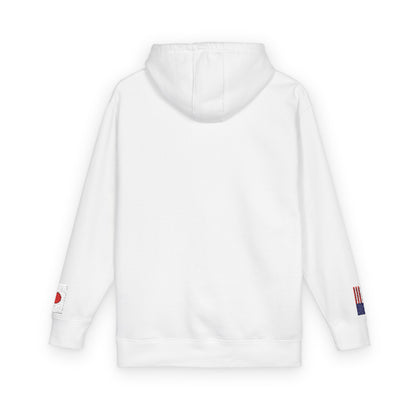 Japanese American Flag Fleece Hoodie | Japan USA Dual Heritage Gift | Personalized Initials | Embroidered Sleeve Flags - Proud & Loyal