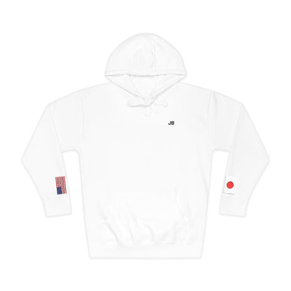 Japanese American Flag Fleece Hoodie | Japan USA Dual Heritage Gift | Personalized Initials | Embroidered Sleeve Flags - Proud & Loyal