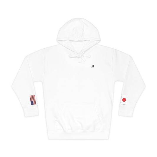 Japanese American Flag Fleece Hoodie | Japan USA Dual Heritage Gift | Personalized Initials | Embroidered Sleeve Flags - Proud & Loyal