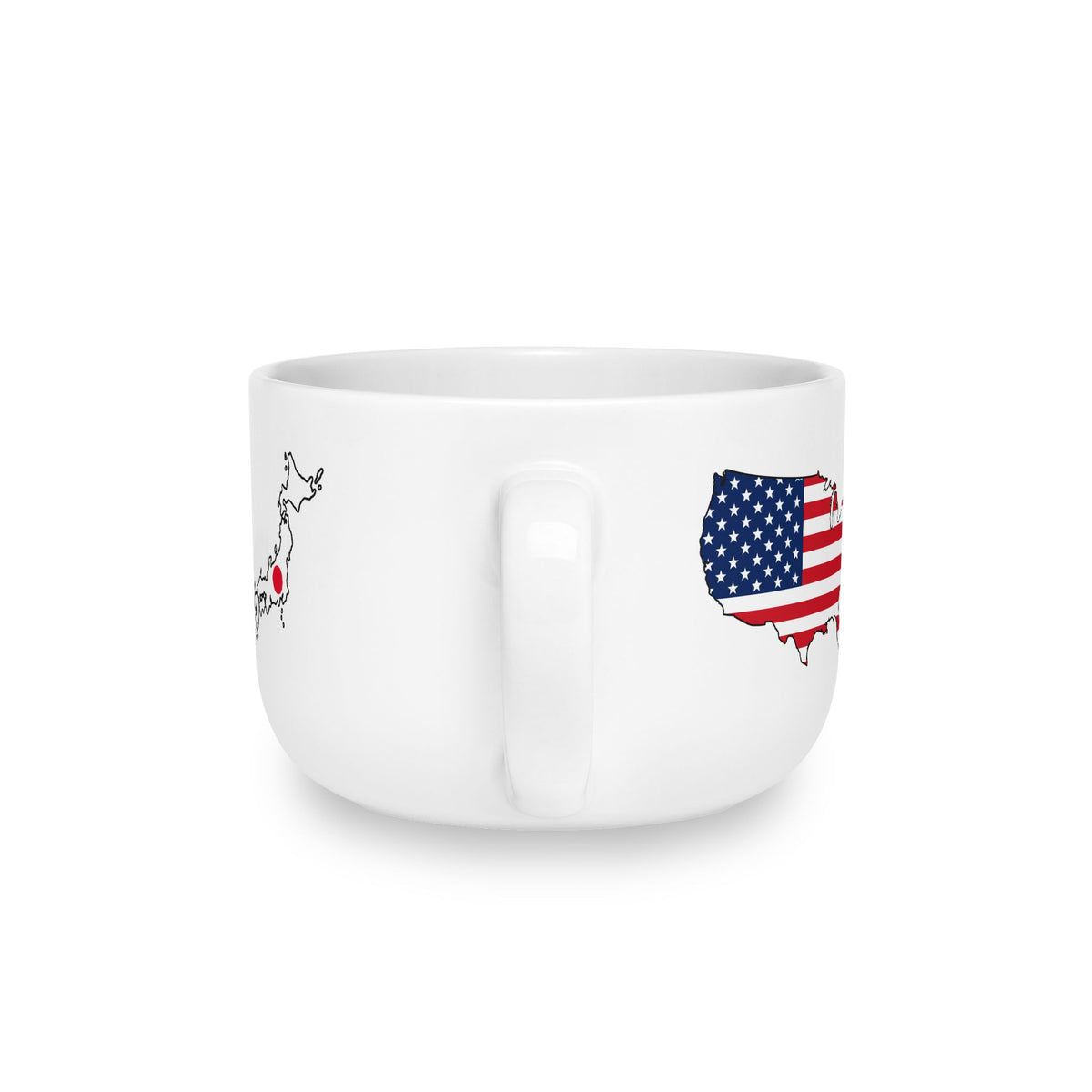 Japanese American Personalized Mug, Japan Nippon Nihon USA Dual Heritage Travel Gift, Custom Initials, 25 oz Oversized Latte Mug Soup Bowl - Proud & Loyal