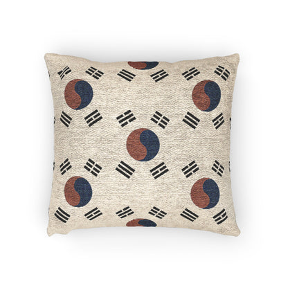 Korean Taegeuk Flag Pattern Woven Pillow | Taeguk Flags Toss Pillow - Proud & Loyal