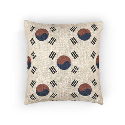 Korean Taegeuk Flag Pattern Woven Pillow | Taeguk Flags Toss Pillow - Proud & Loyal