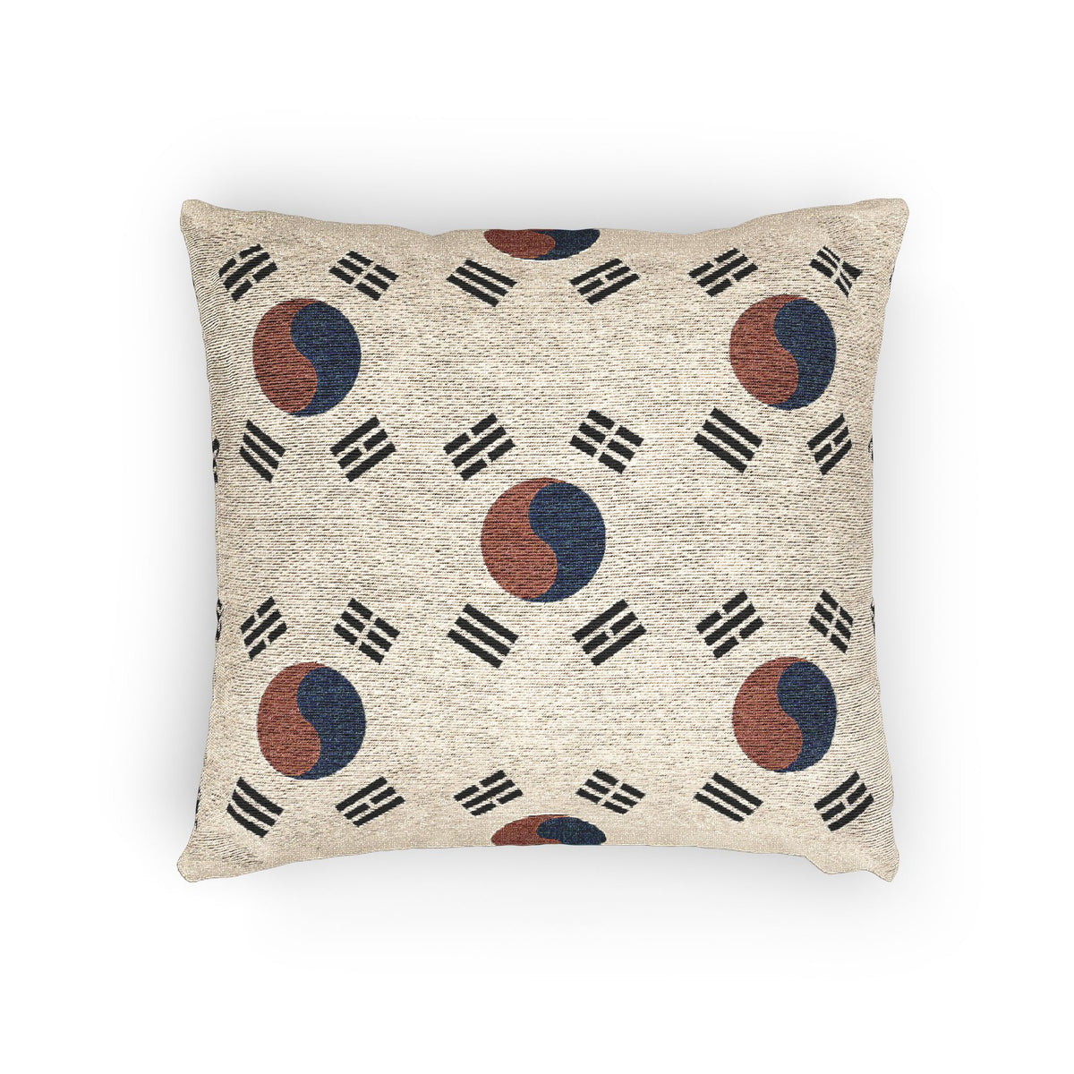 Korean Taegeuk Flag Pattern Woven Pillow | Taeguk Flags Toss Pillow - Proud & Loyal