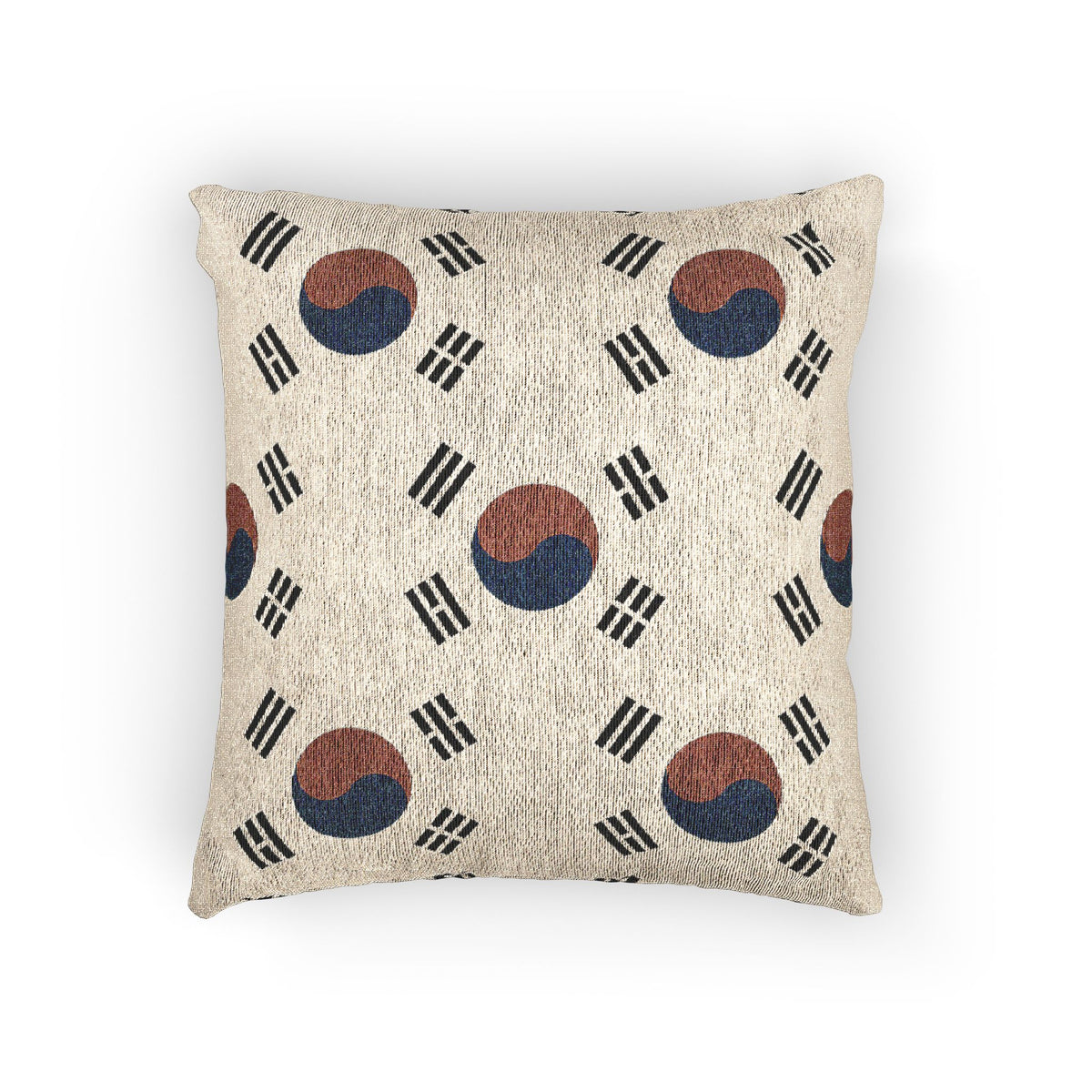 Korean Taegeuk Flag Pattern Woven Pillow | Taeguk Flags Toss Pillow - Proud & Loyal
