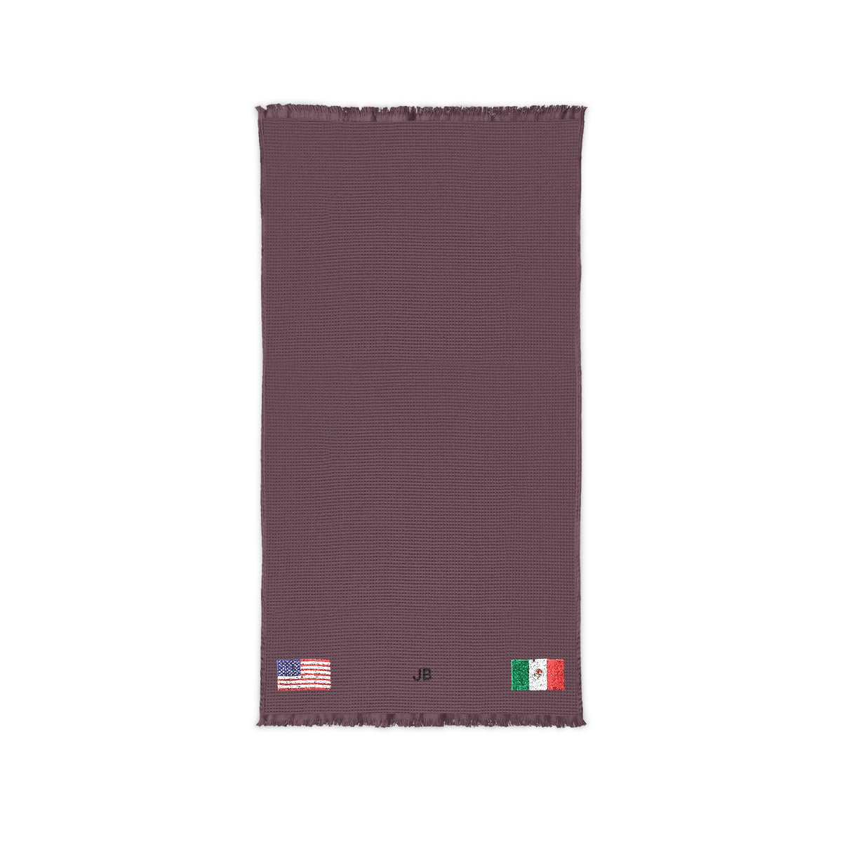 Mexican American Embroidered Waffle Cotton Throw