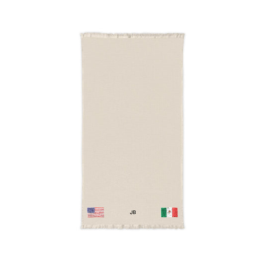 Mexican American Embroidered Waffle Cotton Throw, Lightweight Cozy Blanket | Mexico USA Neutral Home Accent - Proud & Loyal
