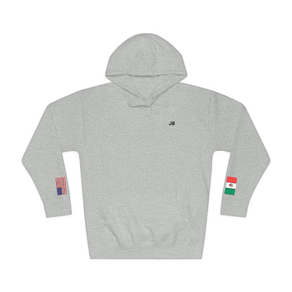 Mexican American Flag Fleece Hoodie | Mexico USA Dual Heritage Naturalization Gift | Personalized Initials | Embroidered Sleeve Flags - Proud & Loyal