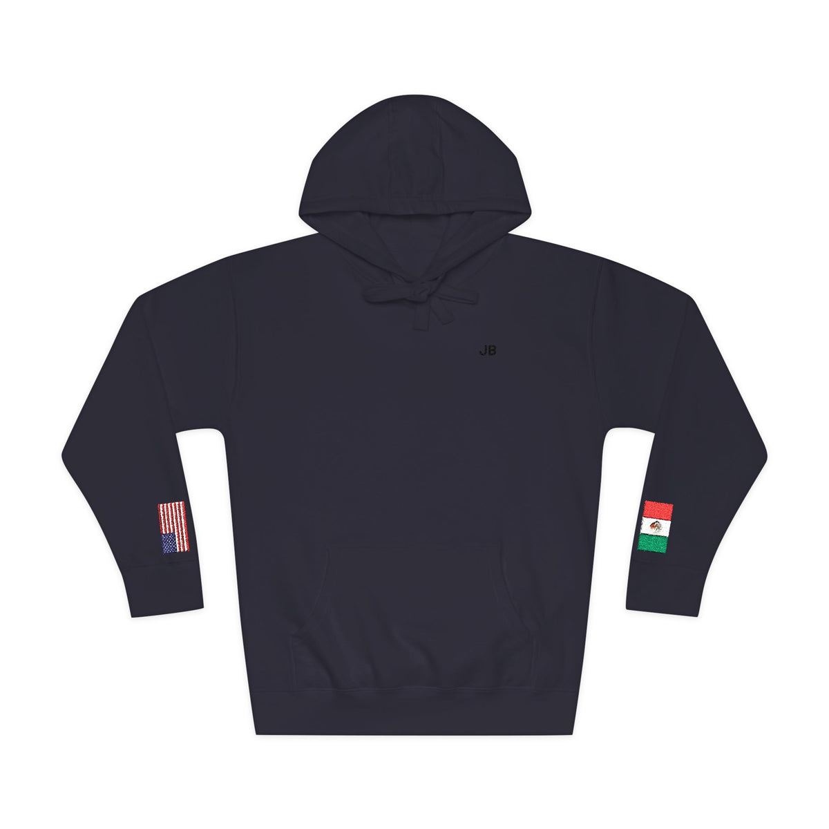 Mexican American Flag Fleece Hoodie | Mexico USA Dual Heritage Naturalization Gift | Personalized Initials | Embroidered Sleeve Flags - Proud & Loyal