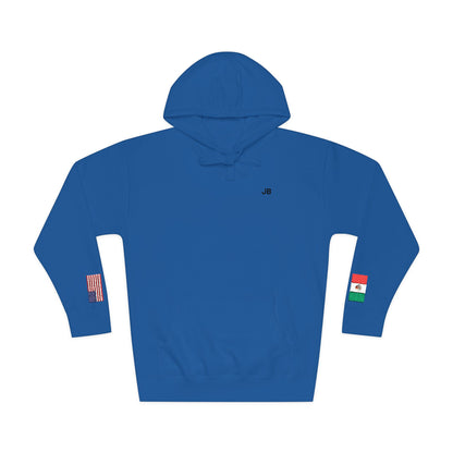 Mexican American Flag Fleece Hoodie | Mexico USA Dual Heritage Naturalization Gift | Personalized Initials | Embroidered Sleeve Flags - Proud & Loyal