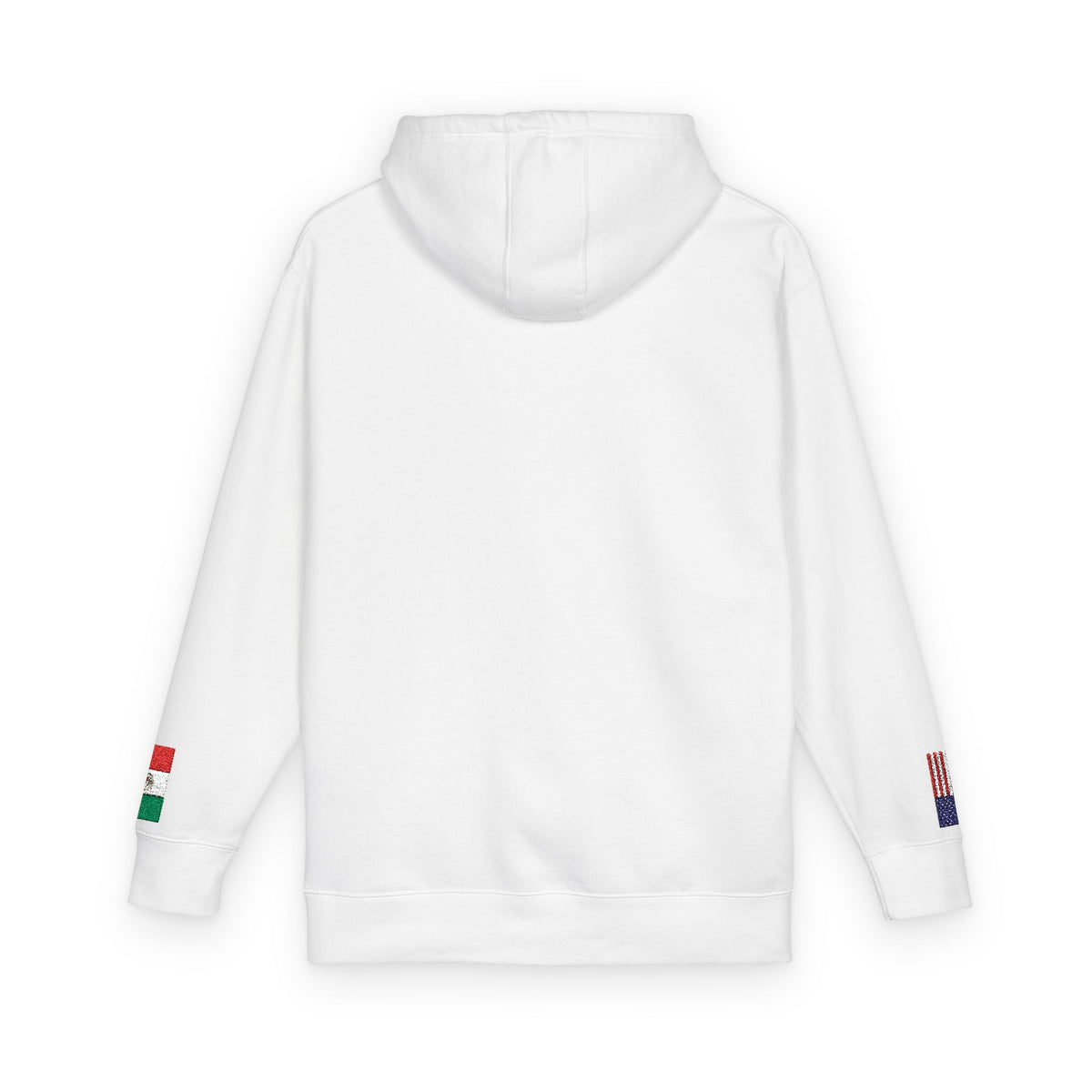 Mexican American Flag Fleece Hoodie | Mexico USA Dual Heritage Naturalization Gift | Personalized Initials | Embroidered Sleeve Flags - Proud & Loyal