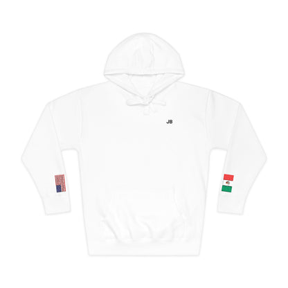 Mexican American Flag Fleece Hoodie | Mexico USA Dual Heritage Naturalization Gift | Personalized Initials | Embroidered Sleeve Flags - Proud & Loyal