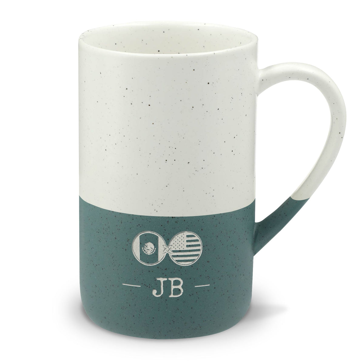 Mexican American Mug, Mexico Dual Heritage, Personalized Initials Monogram, Speckled Ceramic Stone Look Mug - Proud & Loyal