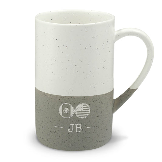 Mexican American Mug, Mexico Dual Heritage, Personalized Initials Monogram, Speckled Ceramic Stone Look Mug - Proud & Loyal