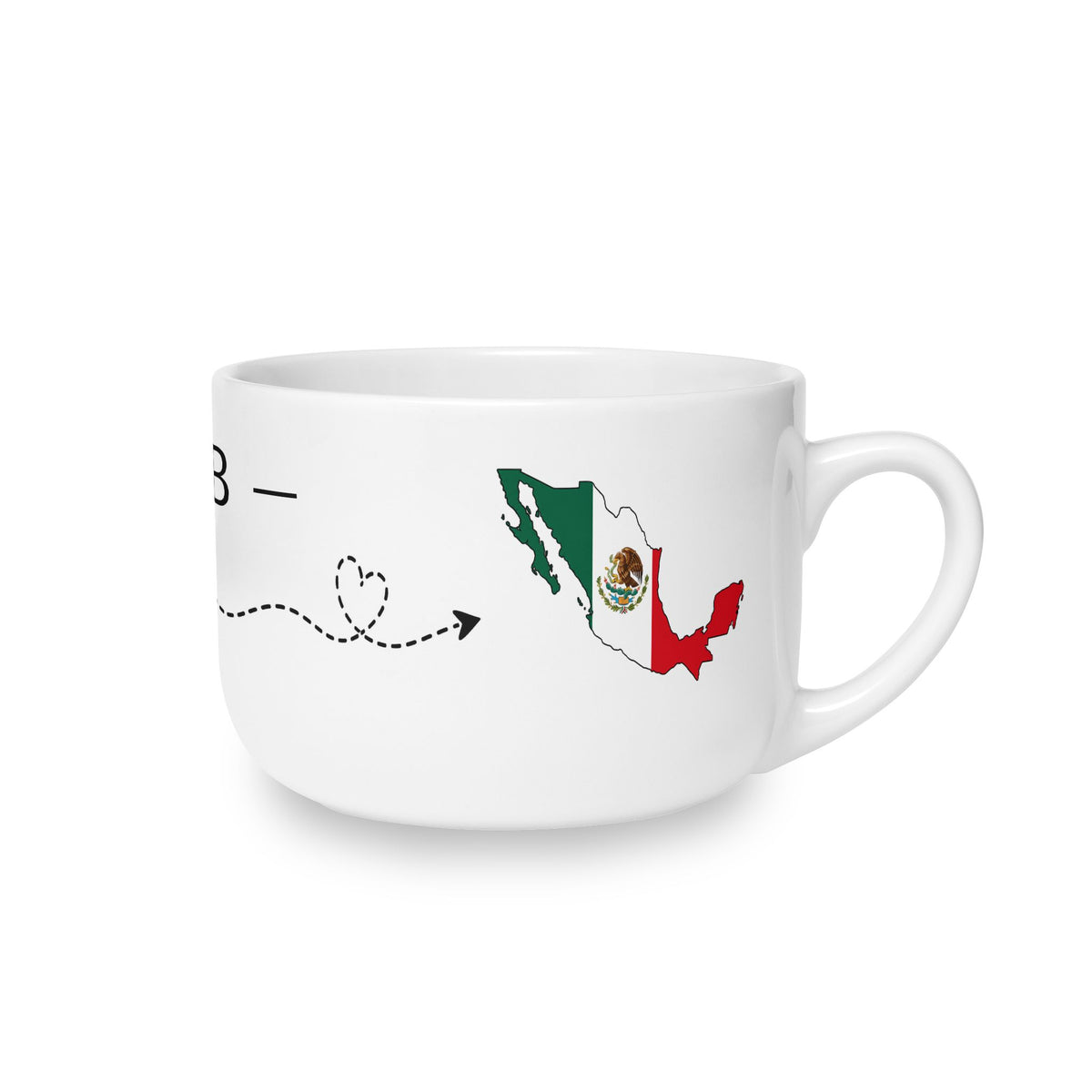 Mexican American Personalized Mug, Mexico USA Dual Heritage Travel Gift, Custom Initials, Hispanic Heritage, 25 oz Oversized Latte Mug Soup - Proud & Loyal