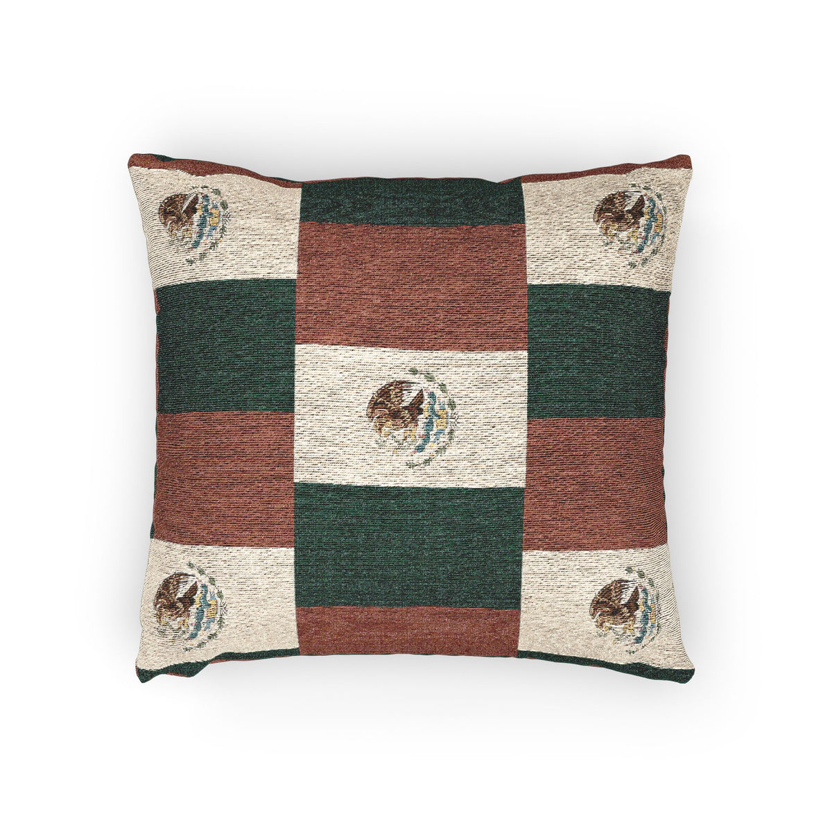 Mexican Flag Emblem Pillow | Mexico Woven Decorative Pillow, Southwestern Home Decor - Proud & Loyal