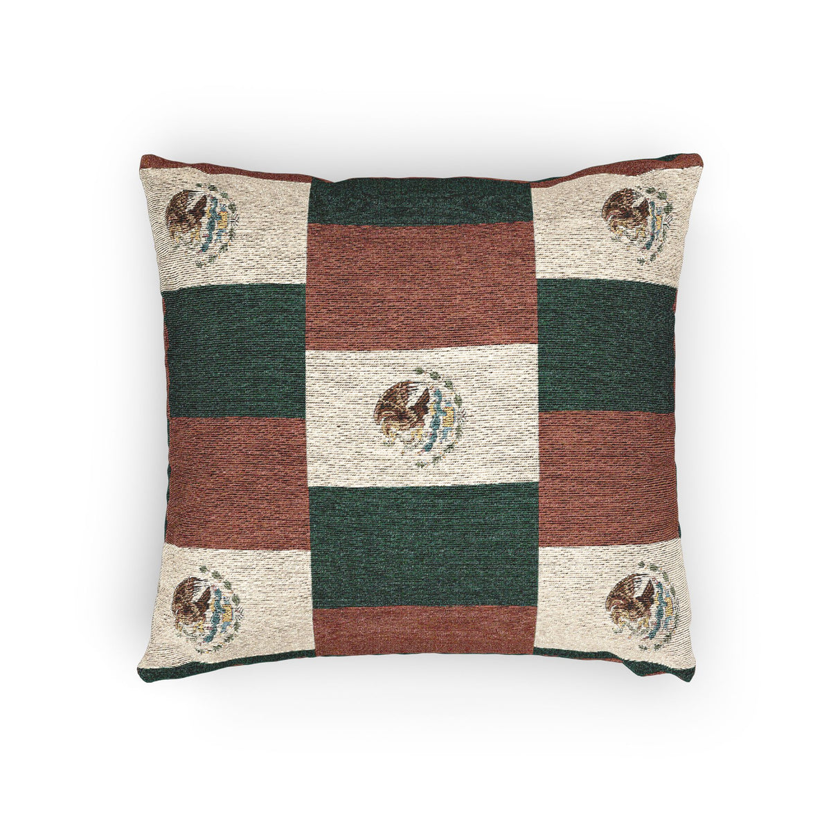 Mexican Flag Emblem Pillow | Mexico Woven Decorative Pillow, Southwestern Home Decor - Proud & Loyal