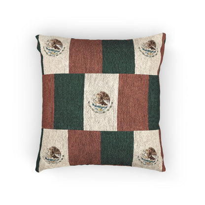 Mexican Flag Emblem Pillow | Mexico Woven Decorative Pillow, Southwestern Home Decor - Proud & Loyal