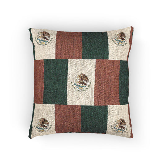 Mexican Flag Emblem Pillow | Mexico Woven Decorative Pillow, Southwestern Home Decor - Proud & Loyal