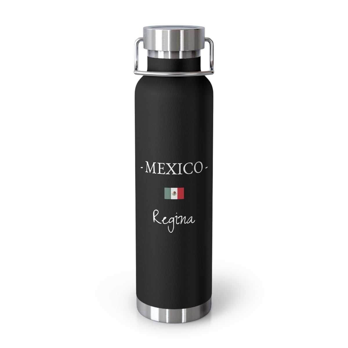 Mexican Heritage Insulated Water Bottle, Copper Lined, Custom Thermos, Mexico Flag Metal Travel Flask, Personalized Name - Proud & Loyal
