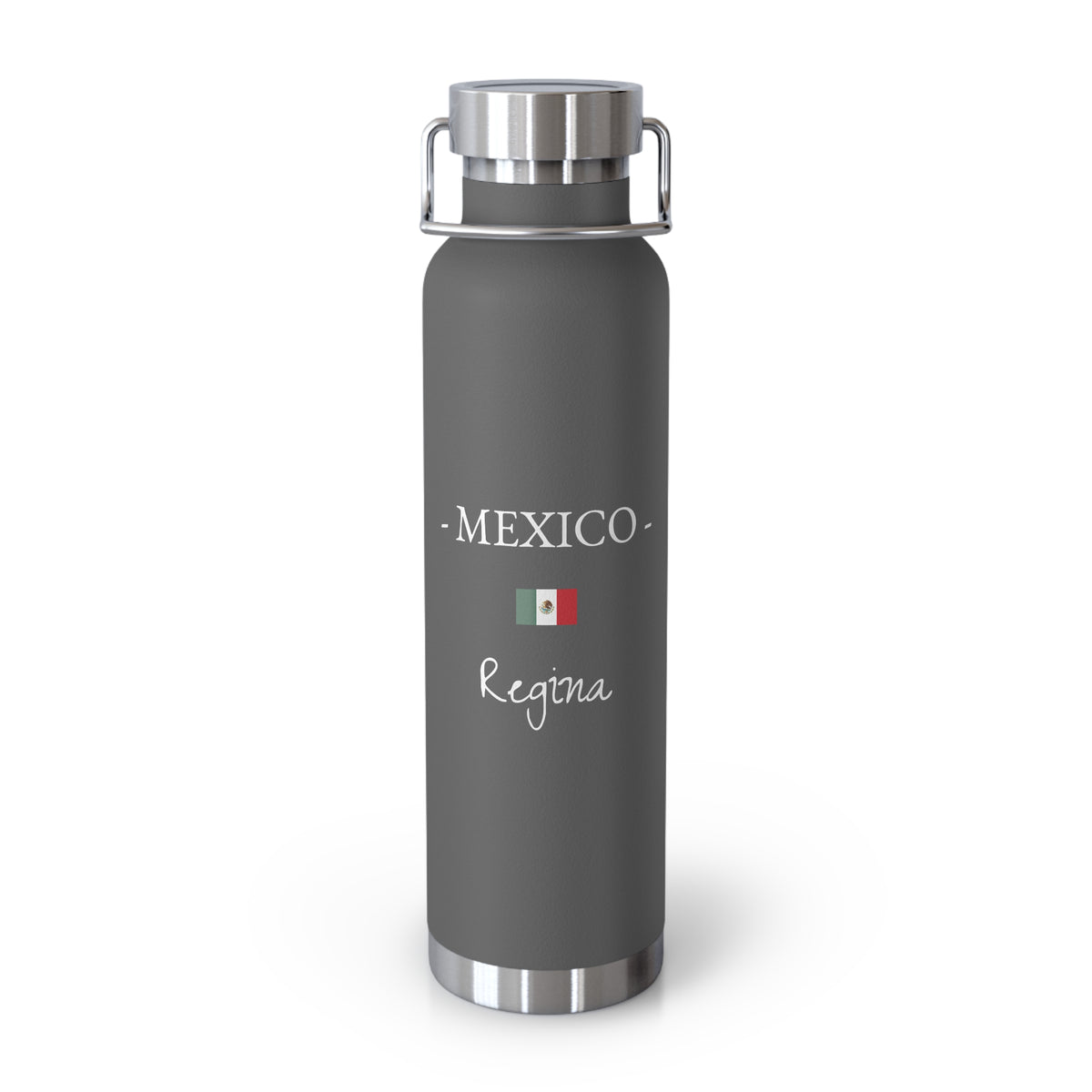 Mexican Heritage Insulated Water Bottle, Copper Lined, Custom Thermos, Mexico Flag Metal Travel Flask, Personalized Name - Proud & Loyal