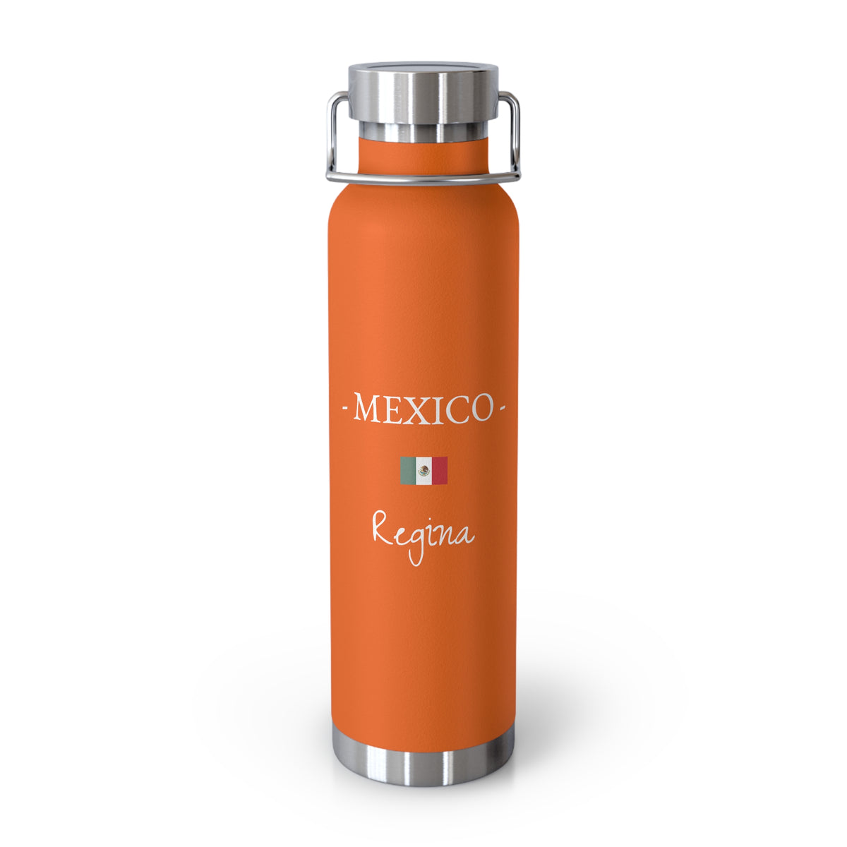 Mexican Heritage Insulated Water Bottle, Copper Lined, Custom Thermos, Mexico Flag Metal Travel Flask, Personalized Name - Proud & Loyal