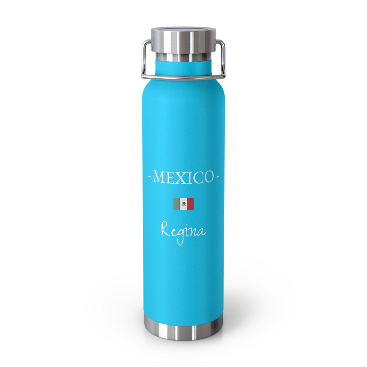 Mexican Heritage Insulated Water Bottle, Copper Lined, Custom Thermos, Mexico Flag Metal Travel Flask, Personalized Name - Proud & Loyal