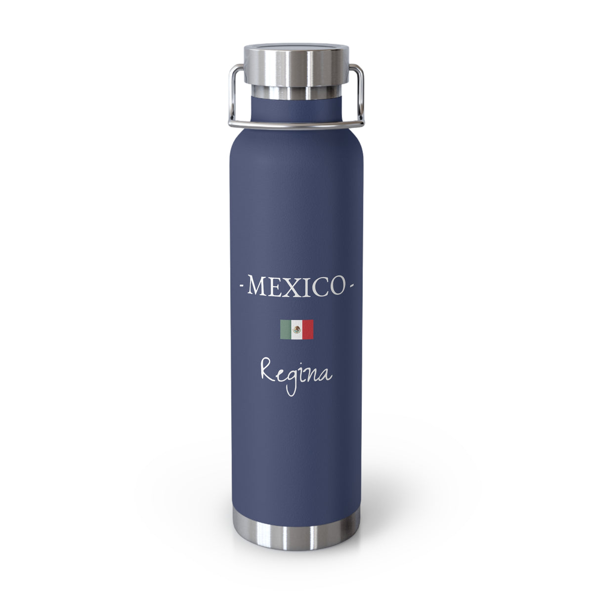 Mexican Heritage Insulated Water Bottle, Copper Lined, Custom Thermos, Mexico Flag Metal Travel Flask, Personalized Name - Proud & Loyal