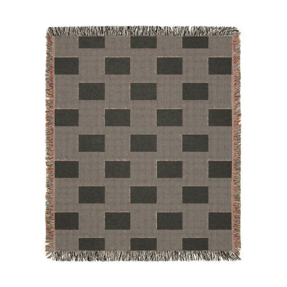 Nigeria Flag Geometric Rectangle Pattern Woven Blanket | Green Cream Checkered Throw - Proud & Loyal